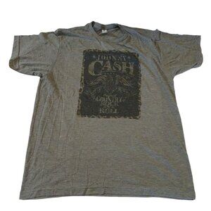 Tultex Johnny Cash Graphic Tee Shirt Women Size L Gray Short Sleeve